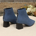 Women's Casual Simple Block Heel Ankle Cowboy Boots 94402974S