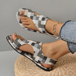 Women's Flat Casual Color Plaid Velcro Sandals 40704462S