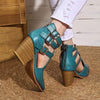 Women's High Heel Chunky Heel Pointed Toe Vintage Buckle Gladiator Boots 99714366C