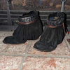Women's Vintage Chunky Heel Fringed Ankle Boots 09379129C
