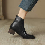 Women's Vintage Chunky Heel Ankle Martin Boots 10485658C