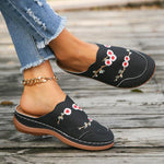 Women's Casual Wedge Thick Sole Embroidered Half Slippers 49659781S