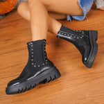 Women's Thick-soled Studded Fashion Mid-calf Boots 95220741S