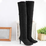 Women's High-Heeled Stretch Suede Over-the-Knee Boots 44888438C