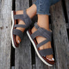 Women's Retro Casual Roman Buckle Flat Sandals 23447531S