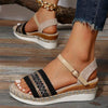 Women's Braided Strap Wedge Sandals with Ankle Strap 84094236C