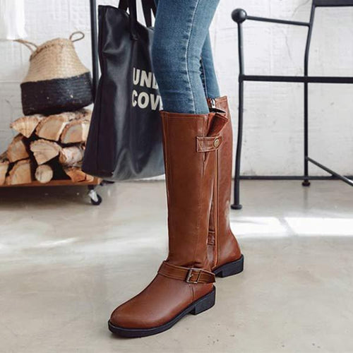 Women's Knee-High Buckle Strap Boots 44343912C