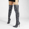 Women's Snake-Print Over-the-Knee Stiletto Boots with Back Zipper 96080466C