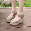 Women's Wedge Sandals with Soft Velvet-Like Finish 97605519C