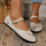 Women's Casual Ethnic Style Embroidered Buckle Flats 70139988S