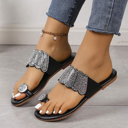 Women's Flat Rhinestone Flip-Flops Beach Sandals 51949820C