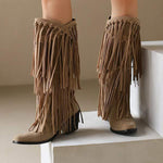 Women's Pointed Toe High Heel Fringe Boots 95134075C