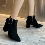 Women's Fashion Belt Buckle Chunky Heel Ankle Boots 85800267S