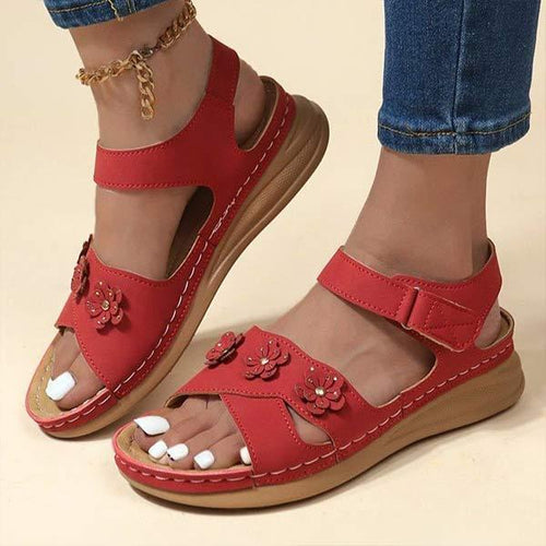 Women's Hollow Floral Wedge Sandals with Thick Sole 67440309C