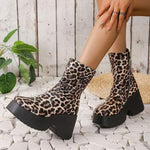 Women's Platform Leopard Print Wedge Ankle Boots 72244744C