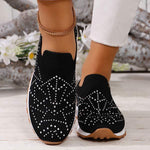 Women's Rhinestone Flyknit Slip-On Casual Sneakers 49409751C
