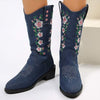 Women's Embroidered Block Heel Mid-Calf Riding Boots 38915246C