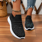 Women's Casual Rhinestone Flyknit Slip-On Sneakers 81779124S