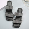 Women's Rhinestone Square Toe Flat Slippers 71112487C