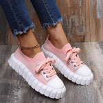 Women's Casual Thick Sole Flyweave Lace-up Sneakers 80434883S