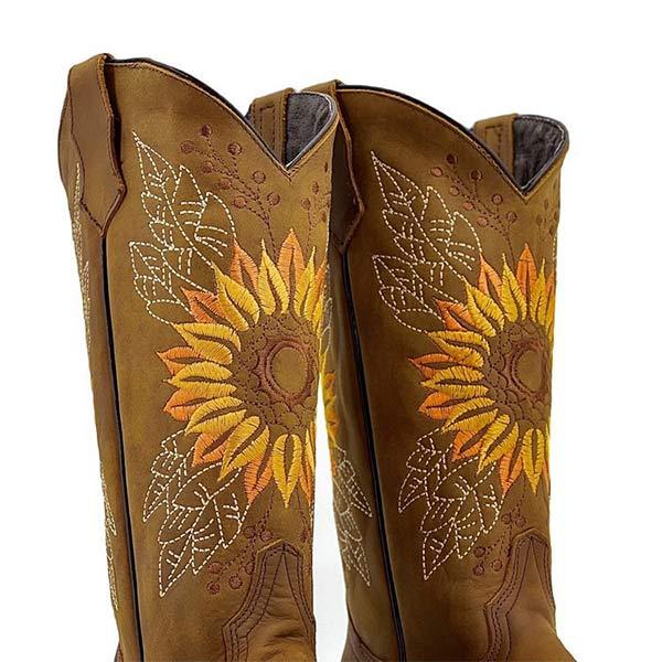 Women's Floral Embroidered Chunky Heel Long Boots 81914717C