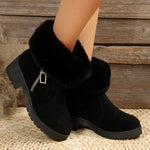 Women's Faux Fur-Cuffed Plush-Lined Cotton Boots 26467843C