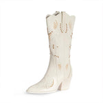 Women's Rivet Embroidered Mid-calf Rider Western Boots 99025364S