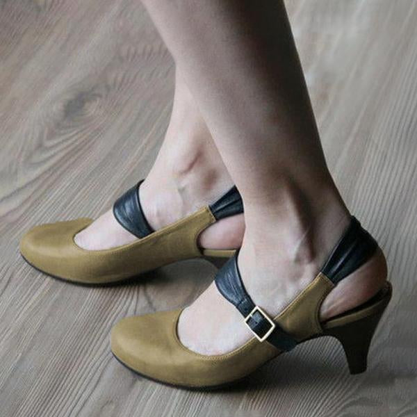 Women's Retro Contrast Color High Heel Sandals 91910524S