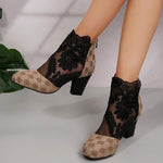 Women's Lace Mesh High Heel Sandal Boots 33270648C