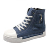 Women's Side Zipper High Top Thick Soled Canvas Shoes 44313836S