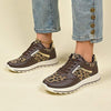 Women's Flat Leopard Print Lace-Up Casual Sneakers 22195217C