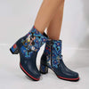 Women's Printed Thick Sole Thick Heel Short Boots 43877469C