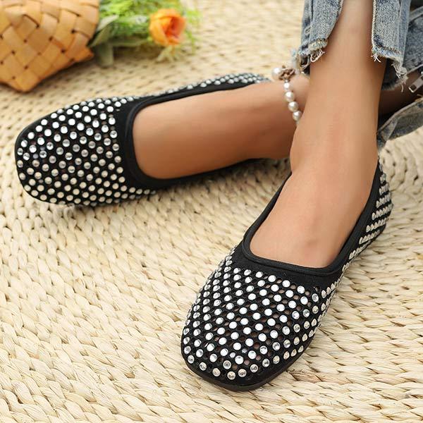 Women's Rhinestone Decorated Flat Casual Shoes 88192313C