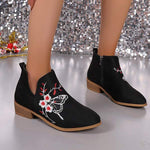 Women's Pointed Toe Embroidered Ankle Boots 22220137C