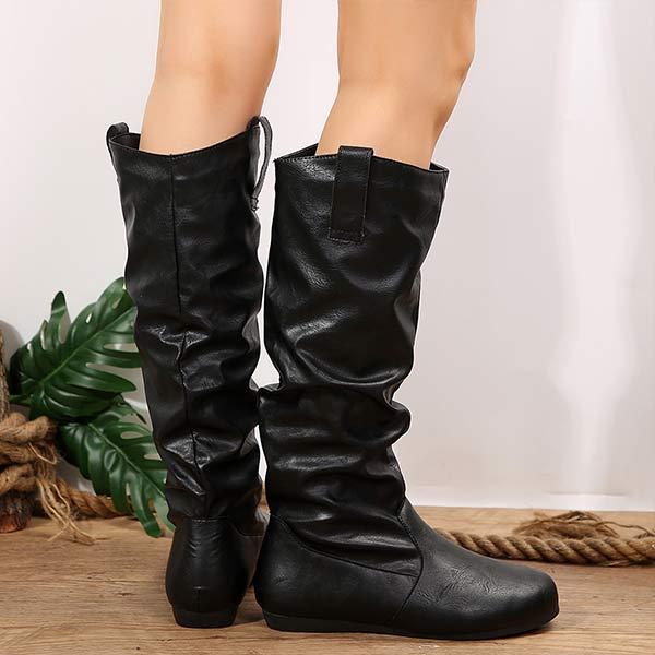 Women's Round-Toe Ruched Mid-Calf Boots 16373612C