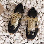 Women's Retro Gold Butterfly Flat Sneakers 47436253S