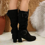 Women's Over-the-Knee Suede High Heel Fashion Boots with Belt Buckle 58823634C