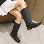 Women's Retro Knee-High Chunky Heel Boots 81671440C