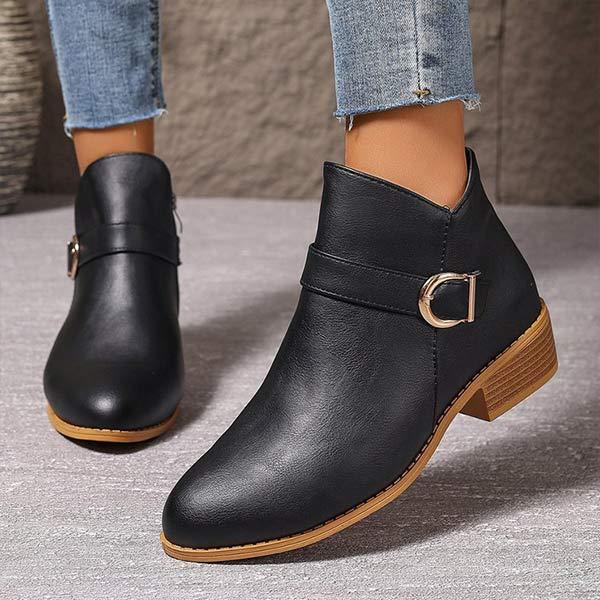 Women's Chunky Heel Belted Ankle Boots 48012636C