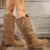 Women's Suede Tassel Block Heel Knee-High Riding Boots 53269765C