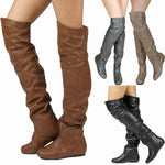 Women's Round Toe Flat Knee Boots 76028265C