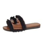 Women's Flat Belted Fur-Lined Slippers 96239205C