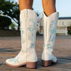 Women's Chunky Heel Embroidered Knee-High Boots 74749570C