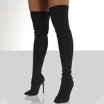 Women's Stretch Knit Stiletto Over-the-Knee High Heel Boots 65062764C