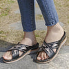 Women's Retro Embroidered Cross Wedge Slippers 13701013S