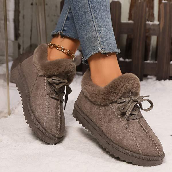 Women's Thick-Sole Lace-Up Plush Lined Winter Shoes 19818527C