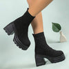 Women's Fashionable Fly Knit High Top Elastic Short Boots 43742737C