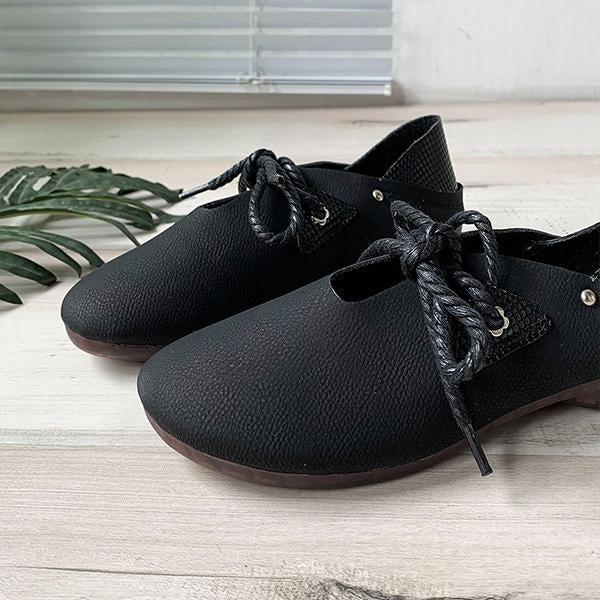 Women's Retro Colorblock Lace-up Flat Casual Shoes 22892771S