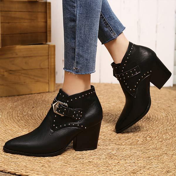 Women's High Heel Chunky Heel Western Ankle Boots 27483865C