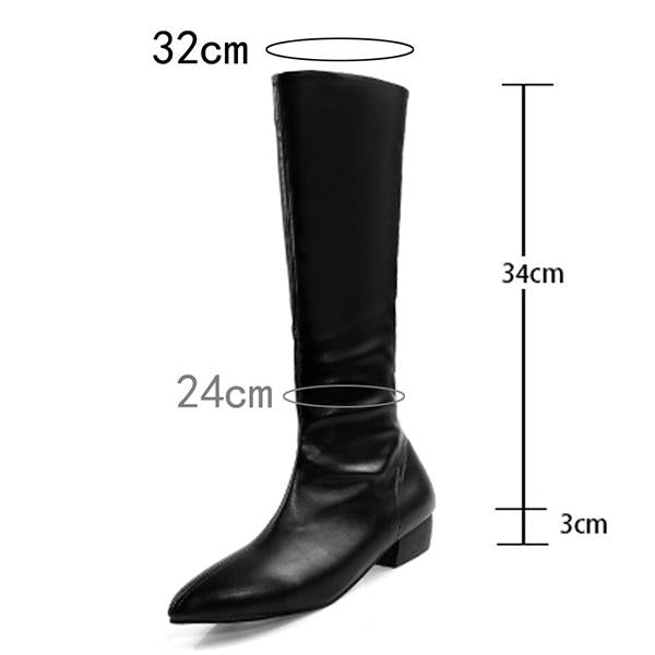 Women's Casual Pointed Toe Flat Knee-High Boots 99003573S